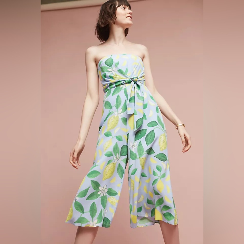 Anthropologie lemon grove strapless jumpsuit